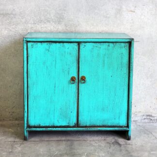 Commode en Vieux Bois d'Orme avec Patine Blue Turquoise