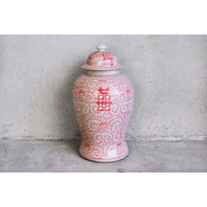 Tall red Chinese vase