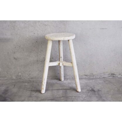 Taburete blanco vintage redondo
