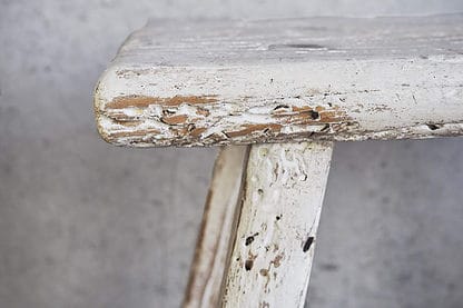 Vintage rectangular white low wooden stool (c.1950)