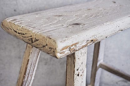 Vintage rectangular wooden white low stool (c.1950)