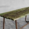 Banc de Jardin Vintage en Bois Vert et Pieds en Fer (France, vers 1930)