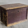 Antique black solid wood trunk with original handles (France, c.1920)