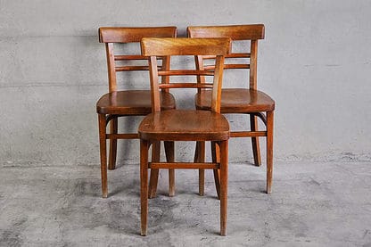 Set of three antique wooden Thonet chairs (c.1900)