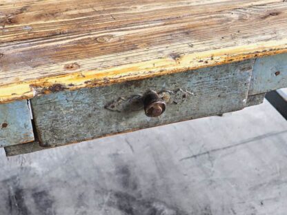 Solid wood original patina gray vintage table (France, c.1920)