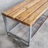 Vintage Outdoor Bench in Solid Pine Wood and Iron Legs (France, c.1930)