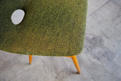 Ocher green vintage chair upholstered with wool c.1960