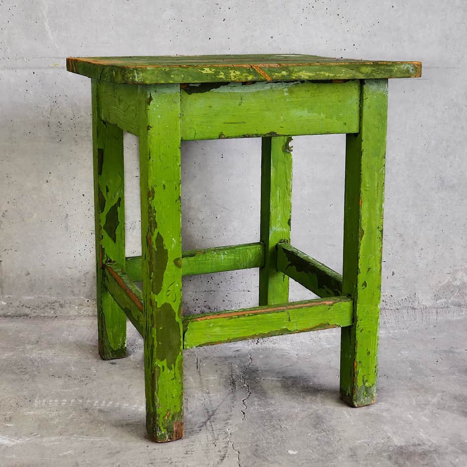 Small Green Painted Wooden Stool