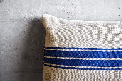 Blue cushion made with old linen sack