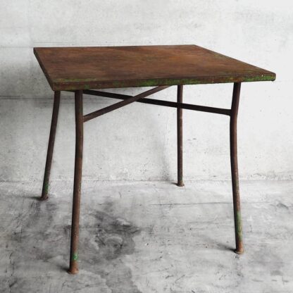 Green Antique Metal Garden Table (France, 1920)