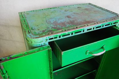 Vintage green metal cabinet from an automotive factory (Austria c.1950).