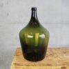 Vase dame-jeanne ancien en verre fusionné vert (France, vers 1900)