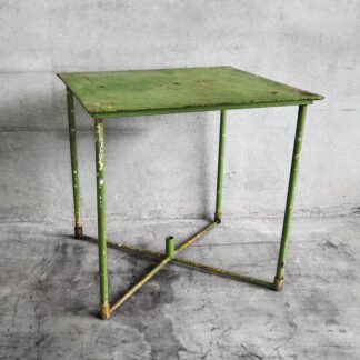 Vintage green metal garden table (France, c.1930).