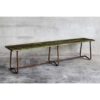 Banc de Jardin Vintage en Bois Vert et Pieds en Fer (France, vers 1930)
