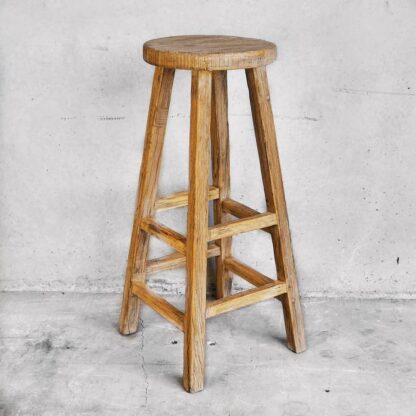 Tabouret de Bar Antique en Bois d'Orme