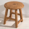 Mesa redonda auxiliar de madera antigua maciza