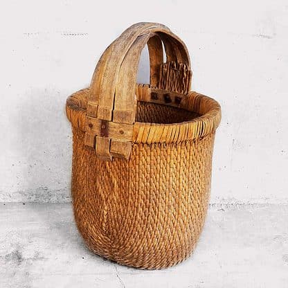 Antique wicker basket with wooden handle (China, c.1900)