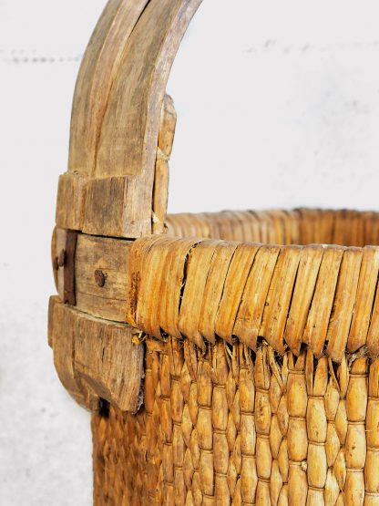 Antique wicker basket with wooden handle (China, c.1900)