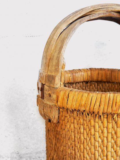 Antique wicker basket with wooden handle (China, c.1900)