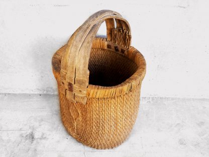 Antique wicker basket with wooden handle (China, c.1900)