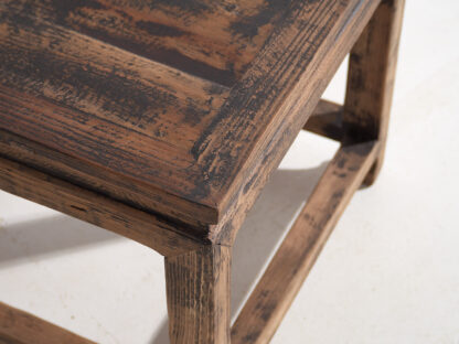 Solid Antique Wood Square Side Table - Image 4
