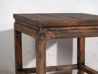 Solid Antique Wood Square Side Table - Image 5