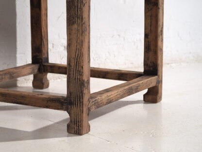 Solid Antique Wood Square Side Table - Image 6
