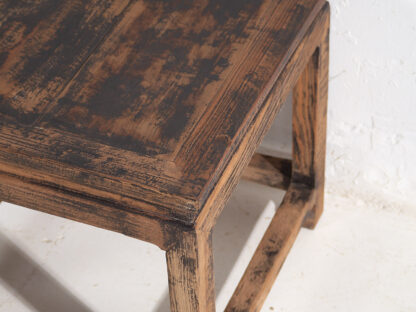 Solid Antique Wood Square Side Table - Image 10