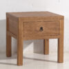 Mesa de noche cuadrada de madera de olmo antigua