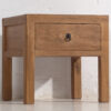 Mesa de noche cuadrada de madera de olmo antigua