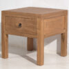 Mesa de noche cuadrada de madera de olmo antigua