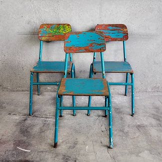 Silla vintage pequeña de color azul para niño (España, c.1950)