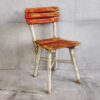 Silla de colores vintage de madera para niño (Francia, c.1950)