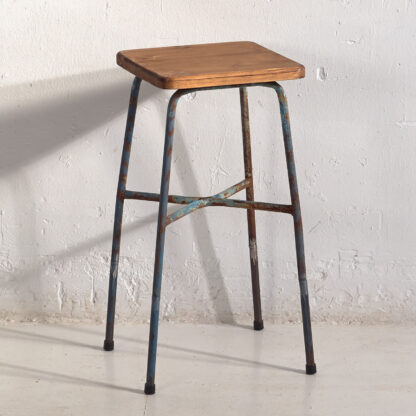 Taburete estilo industrial de metal vintage 70 cm (Francia, c.1950)