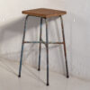 Taburete estilo industrial de metal vintage 70 cm (Francia, c.1950)