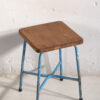 Taburete metal y madera estilo industrial de 50cm (Francia, c.1950)
