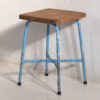 Taburete metal y madera estilo industrial de 50cm (Francia, c.1950)