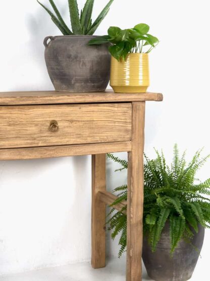 Consola de madera antigua de olmo para recibidor
