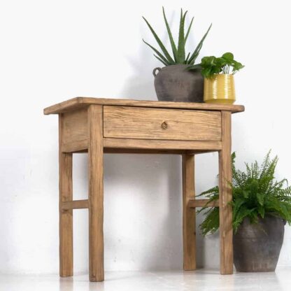Consola de madera antigua de olmo para recibidor