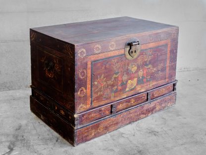 Antique Chinese Chest with Floral Illustrations (c.1890)