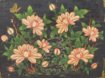 Baúl chino antiguo con ilustraciones florales (China, c.1900) #9