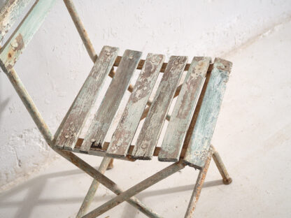 Chaise de jardin vintage blanche et verte (c.1960) #4 – Image 4