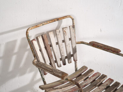 Chaise de jardin vintage rouge et blanche (c.1960) #20 – Image 4