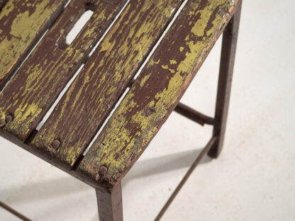 Vintage industrial rectangular metal stool (France, c.1950) #2 - Image 4