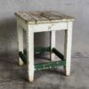Ancienne table de chevet en bois vert et blanc (vers 1920)