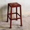 Tabouret industriel rectangulaire en métal vintage (Rép. Tchèque, vers 1950)