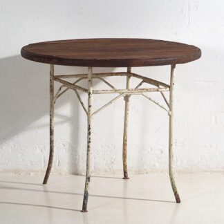 Mesa redonda antigua exterior de metal (Francia, c.1900)