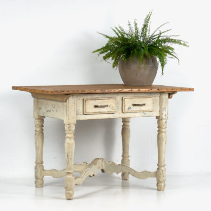 Mesa antigua blanca de madera maciza (Francia, c.1900)