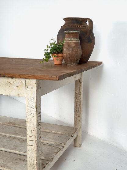 Mesa antigua Isla de cocina de madera maciza (Francia, c.1900)