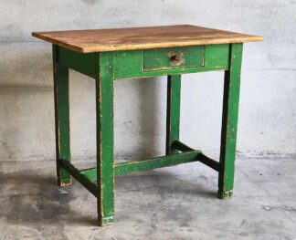 Table verte ancienne en pin massif vert (vers 1920)